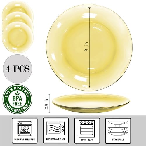 STP GOODS Glass Plates Set of 4 – Borosilicate Salad & Dessert Plates, Transparent Glass Appetizer Plates, Microwave & Dishwasher Safe Tableware - Image 2