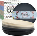 Homienly Wheat Straw Plates Set of 8, Reusable Lightweight and Unbreakable 9 inch Plates, Premium Microwave and Dishwasher Safe Plates for Kitchen, Camping, Picnic, Party - GreyStone by HOMIENLY