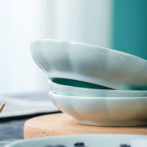 Sizikato 6pcs Light Blue Porcelain Snack Plates, 4-Inch Flower-Shaped Appetizer Plate Dipping Bowl. - Image 7