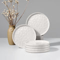 HaWare Stoneware Plates Set of 6, 7.9" Salad Plates, Reactive Glaze Ripple Ceramic Dish Set for Appetizer, Dessert, Scratch Resistant, Small Dinner Plate, Microwave and Dishwasher Safe, Speckled White by HaWare