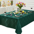 Newbridge Rectangle Tablecloth, 60 x 144 Inch, Ribbons and Bows Damask, Wrinkle and Stain Resistant Fabric Table Cloth, Holiday Evergreen by HomeBargainsPlus
