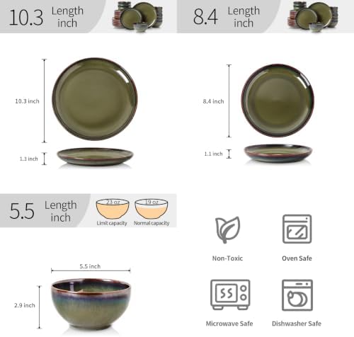 DOMICREVERY Ceramic Dinnerware Sets for 8, 24-Piece Plates and Bowls Sets - Image 3