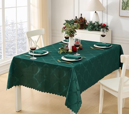 Newbridge Square Napkin, Set of 4 Napkins, Ribbons and Bows Damask, Wrinkle and Stain Resistant Square Napkins, Holiday Evergreen - Image 6