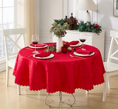 Newbridge Christmas Ribbons and Bows Red 90" Round Tablecloth - Image 5