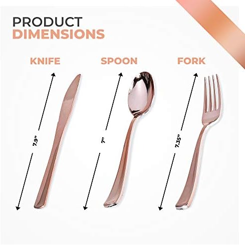 75-Pcs Heavy Duty (Rose Gold) Plastic Silverware Set, Disposable Cutlery Set, Great for Parties, Weddings, and Catering, Flatware Utensils Included: 25 Forks, 25 Spoons, 25 Knives, Stock Your Home - Image 3