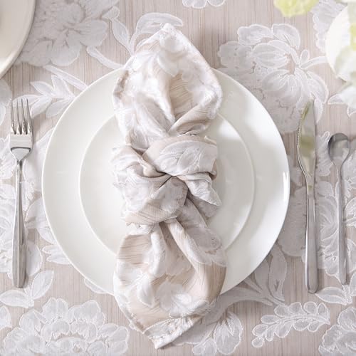Laura Ashley Wrinkle Resistant Annaleigh Set of 6 Napkins, Taupe - Image 4