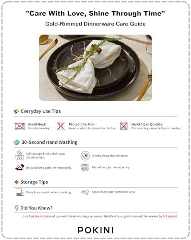 Pokini Black Gold Splash Dinnerware Sets, Porcelain Plates and Bowls Sets - Image 4