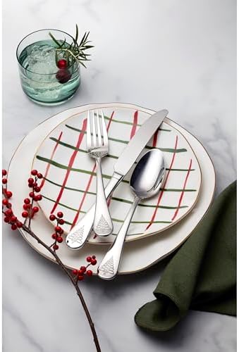 Lenox Noella Christmas 65-Piece 18/10 Silverware Set for 12, Flatware - Image 5
