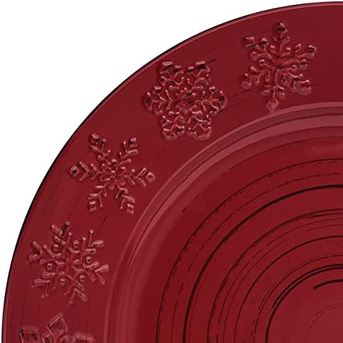 Pfaltzgraff Trellis Snowflakes 12 Piece Dinnerware Set, Service For 4, Red - Image 3