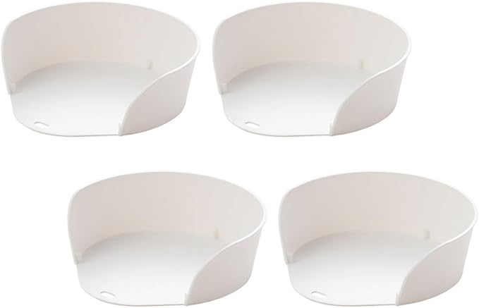 ARTIBETTER Japanese Style Stackable Food Serving Plates 4pcs Set, Large Mouth-open Prep and Hot Pot Tray for Vegetable and Fruit Serving, Dining Tableware for Family Meals