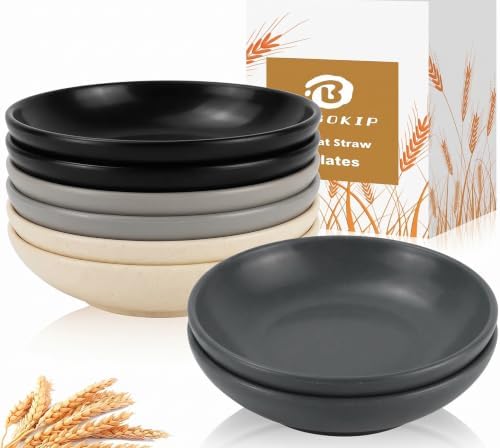 4in Soy Sauce Dish, Unbreakable Dipping Bowls Set of 8 - BlackBeige by BUSOKIP