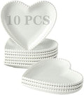 6.3" White Porcelain Appetizer Plates Heart Shape Set of 10 by BABALIU