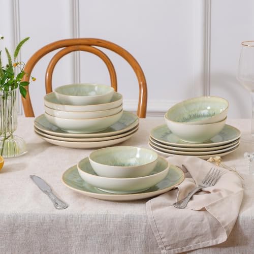 DOMICREVERY Ceramic Plates and Bowls Sets for 4,16 pcs Dinnerware sets - Image 7