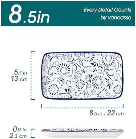 vancasso Selene Rectangular Salad Plates 8.5"x5.1"Inch, Set of 6 - Image 3