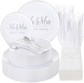 I00000 175 Pcs Silver Wedding Plastic Plates and Disposable Napkins Set by I00000