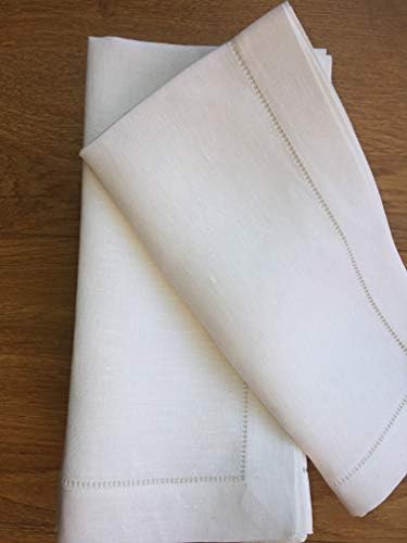 White Linen Hem Stitch Dinner Napkins - Set of 12 20"x20"-Ladder Hem Stitch 100% Linen Cloth Napkins-Super Value Bulk 12 Pack - Image 5