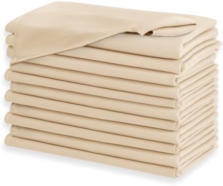 Hiasan Cloth Napkins Set of 12, 18 x 18 Inch, Beige - Image 2