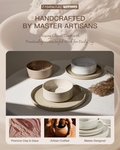 Stoneware Dinnerware Sets, Plates, Bowls, Dishes Set for 8 - Image 6