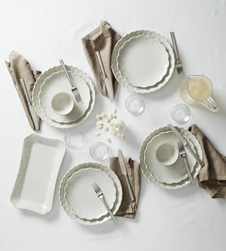 Lenox French Perle Scallop White Stoneware 18-Piece Dinnerware Set for 6 - Image 4
