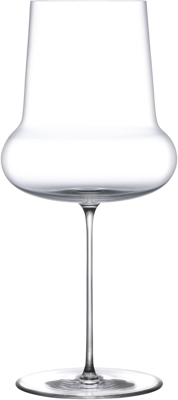 NUDE Red Wine Glass, Ghost Zero Belly – Crystal Large Long Stem Red Wine Glass for Medium to Full Bodied Red Wines, Bulbous Bowl with Tapered Rim, Lead-Free, 24.25 oz