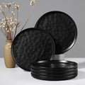 HaWare Stoneware Dinner Plates Set of 6, 10" Heavy Duty Ceramic Plate, Reactive Glaze Ripple Dinnerware for Home Restaurant, Chip and Scratch Resistant, Microwave and Dishwasher Safe, Matte Black by HaWare