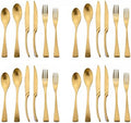 Golden Silverware Set, 24 Pieces Stainless Steel Eating Utensil Set with Gift Box, Include Knife, Forks and Spoons, Matte Polished Flatware Set for 4, Dishwasher Safe, Gold by Uniturcky