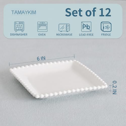 6 IN Porcelain Dessert Plates, White Appetizer Dinnerware, 12 Pcs - Image 3