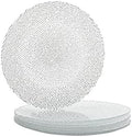Vikko Elegant Textured Glass Plates - Set of 4 Stackable Salad & Dessert Plates, 8.5 Inch, Dishwasher Safe