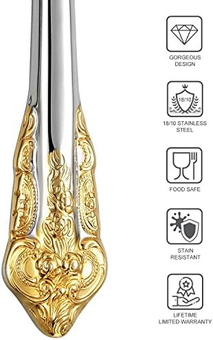 KEAWELL Gorgeous Luxury 4-Piece 18/10 Dinner Knife Set (Gold Accent) - Image 2