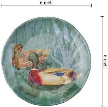 UP At the Lake Melamine Round Dessert Plates, Small Serving Plates, for Appetizer, Snacks, and Side Dishes, Green, 6 Inch, Set of 4 - Image 3