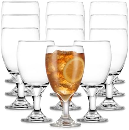 Libbey Classic Glass Goblets Set of 12, Stemmed Water & Tea Glasses by Libbey