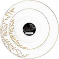 PLASTICPRO 128 Pack Elegant Disposable Plastic Plates Combo Set Includes 64 Dinner Plates and 64 Salad Plates Heavy Duty Fancy Party Plates White & Gold Flower Design by PLASTICPRO