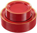 BESTVIP 100PCS Red with Gold Plastic Plate by Bestvip