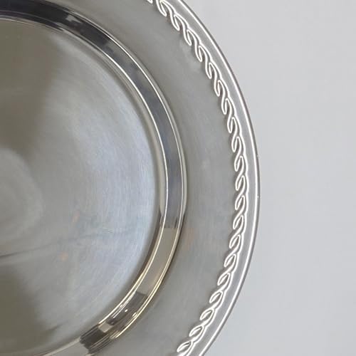 Brightalk 13-Inch Stainless Steel Twist Pattern Charger Plates, 6 Pcs Silver Dinner Plate Chargers, Round Server Ware Charger Plate - Image 2