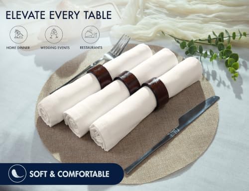 Ruvanti Cloth Napkins Set of 12, Cotton Enrich 18”x18” - Natural - Image 3