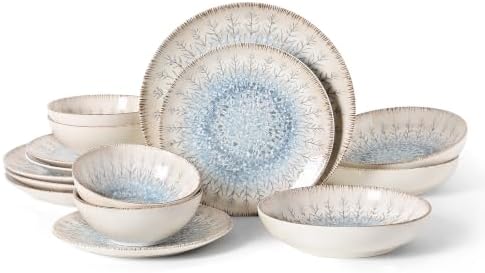 DOMICREVERY Ceramic Plates and Bowls Sets, 16 pcs Dinnerware sets for 4 by Unknown