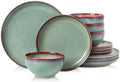 DOMICREVERY Ceramic Dinnerware Sets for 4, 12 Piece Plates and Bowls Sets by Unknown