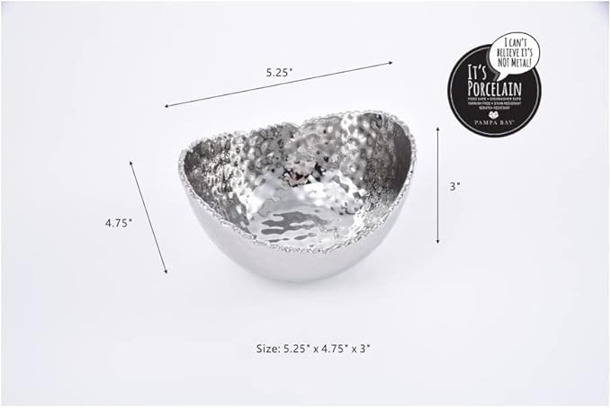 Pampa Bay Small Oval Bowl, 5.25-inch Length, Silver