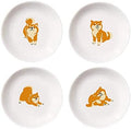 4pcs Ceramics Shiba Dog Seasoning Dishes Dipping Appetizer Plates by MISS+TUTU