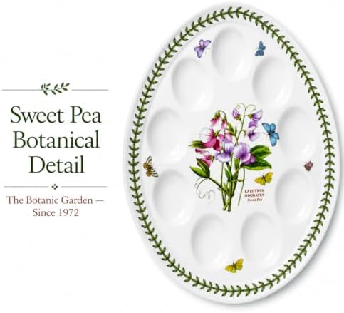 Portmeirion Botanic Garden 12-inch Devilled Egg Platter, Sweet Pea Motif - Durable Porcelain Serveware with Chip-Resistant Glaze - Dishwasher, Microwave, Freezer, Oven Safe Elegant Tableware - Image 2
