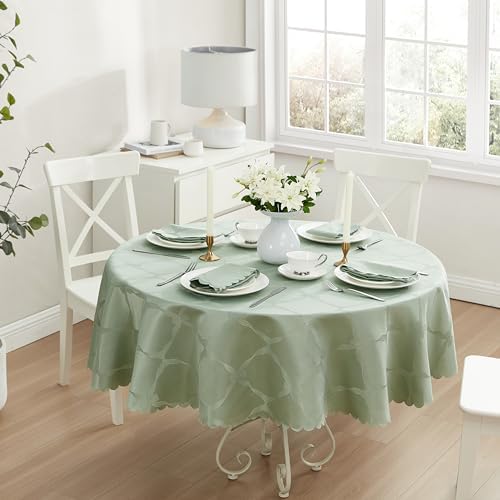 Newbridge Holiday Ribbons Bows Sage Green 70" Round Tablecloth - Image 5