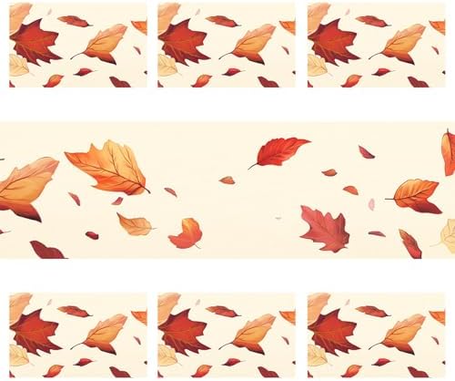 ANNA QUEEN Falling Leaves Table Runner and Placemats Set of 6, 13"x72" Table Runner with 12"x18" Placemats, Thanksgiving Autumn Leaf Dining Set for Holiday Table Decor - Image 2
