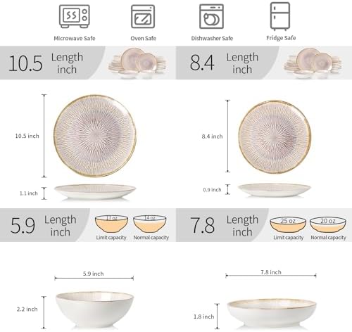 DOMICREVERY 24 pcs Ceramic dinnerware Set for 6, Bloom - Image 3