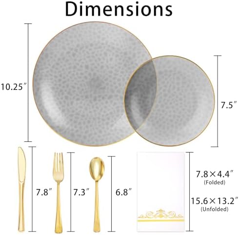 150 Pcs Black Plastic Dinnerware Set, Disposable Plates for 25 Guests - Image 5