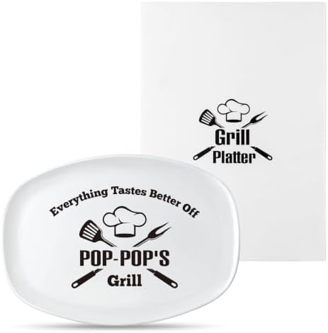 R HORSE Melamine Grill Platter Gift, BBQ White Oval Serving Tray Plate by RHORSE