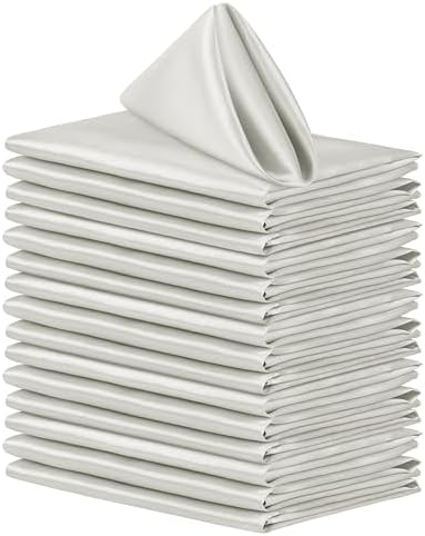 Aneco 16 Pack Square Satin Napkin Bright Silk Table Napkin Soft Smooth Fabric Table Napkin for Wedding Banquet Party Decoration, Grey, 20 x 20 Inch by Aneco