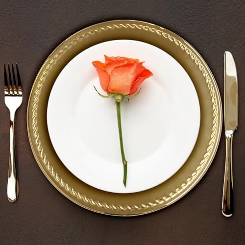 Brightalk 13-Inch Stainless Steel Twist Pattern Charger Plates, 6 Pcs Gold Dinner Plate Chargers, Round Server Ware - Image 5