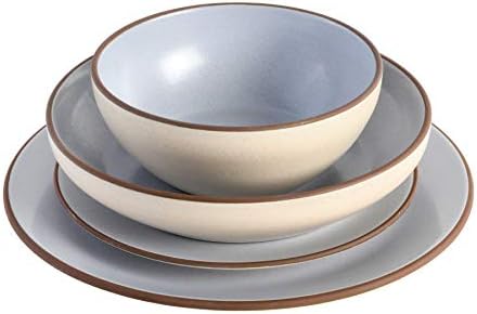 Gibson Elite Contempo Classic Double Bowl Dinnerware Set, Service for 4 (16pcs), Light Blue - Image 3