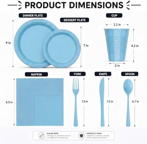 Exquisite 350 Pcs Light Blue Plates and Napkins Party Supplies Plate Sets - Image 3