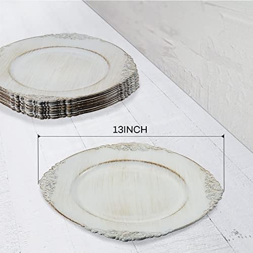 MAONAME Antique White Charger Plates, Round Plate Chargers Set of 12 - Image 6